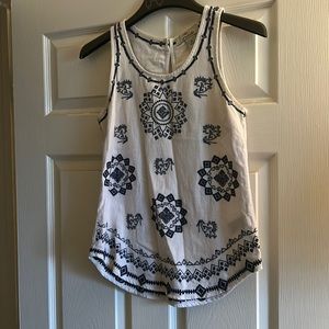 Embroider Blue and White Tank
